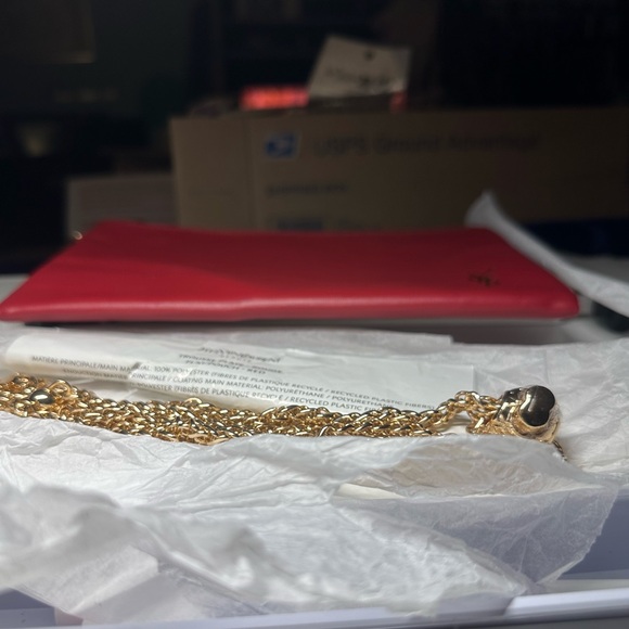 Yves Saint Laurent (YSL) Red Clutch w/ add on Chain Strap and D Ring GWP NWT - Picture 9 of 15